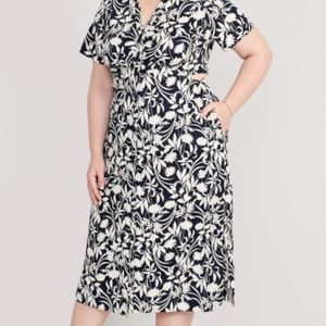 Old Navy Navy and White Floral Midi Dress